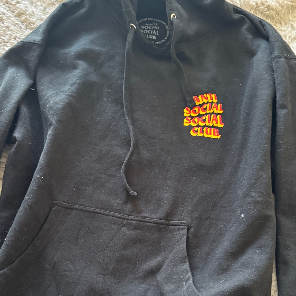Anti Social Social Club Black Hoodie with Red and Yellow Logo